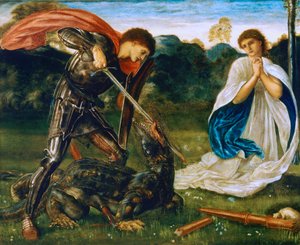 Kampen: Sankt Göran dödar draken VI av Edward Burne-Jones