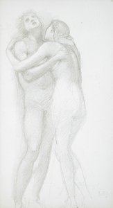 Två nakna personer som omfamnar varandra av Edward Burne-Jones