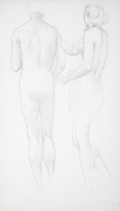 Två nakna figurer sedda bakifrån av Edward Burne-Jones