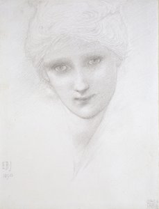 Kvinnohuvud, 1890 av Edward Burne Jones