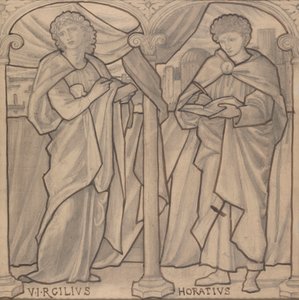 Förberedande design för ett målat glasfönster, Virgil och Horace av Edward Burne Jones