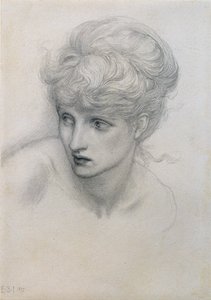 Studie av ett flickhuvud (se även 198345) av Edward Burne Jones