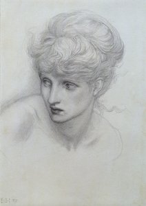 Studie av ett flickhuvud (se även 198346) av Edward Burne Jones