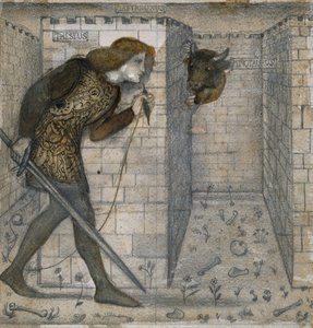 Kakeldesign - Theseus och Minotaurus i labyrinten av Edward Burne Jones