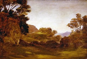 En väg genom ett skogslandskap (olja ombord) av Edward Calvert