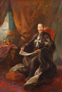 Studie för Portrait of King George V (olja ombord) av Edward Caruana Dingli