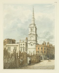 Christ Church från Exchange med platsen rensad från byggnaden av New Council House (penna och akvarell på papper) av Edward Cashin