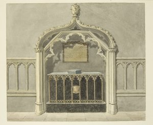 Monument till Mary Grosett i Bristol Cathedral (penna och akvarell på papper) av Edward Cashin