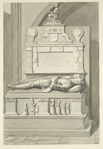 Monument till Sir Henry Newton och Lady Newton, i Bristol Cathedral (penna och akvarell på papper) av Edward Cashin