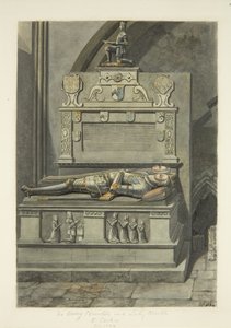 Monument till Sir Henry Newton och Lady Newton i Bristol Cathedral (penna och akvarell på papper)