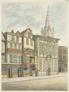 Old Council House, nedtaget 1824 (penna och akvarell på papper) av Edward Cashin