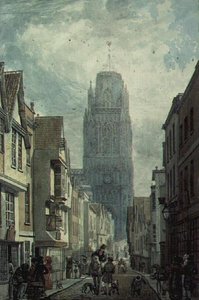 Redcliffe Street, Bristol, som visar tornet i kyrkan St.Mary Redcliffe