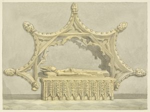 Tomb of Abbot Knowles, i Bristol Cathedral (penna och akvarell på papper) av Edward Cashin