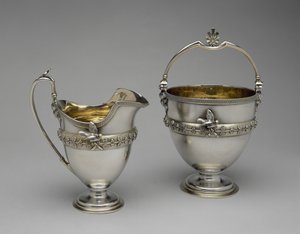 Gräddkanna och sockerkorg, ca. 1865-1869 (förgyllt silver och silver) av Edward Chandler Moore
