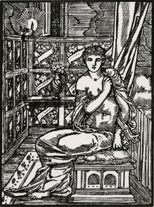Psyche som väntar Amor av Edward Coley (after) Burne Jones