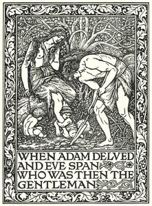 När Adam grävde och Eva spann Vem var då gentlemannen (gravyr) av Edward Coley (after) Burne Jones