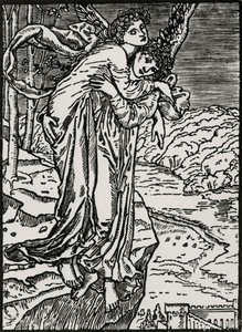 Zephyr och Psyche av Edward Coley (after) Burne Jones