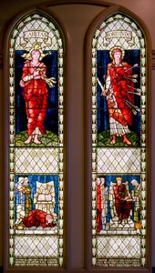 Charity and Fortitude (David Lamenting och David Consoled), ca 1896 (målat glas) av Edward Burne Jones