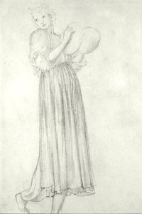 Flicka med cymbaler (penna på papper) av Edward Coley Burne Jones
