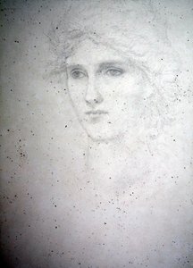 Head Study - Bessie Keane, ca 1898 (penna på papper) av Edward Coley Burne Jones