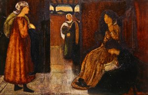 Interiör med figurer (akvarell på papper) av Edward Coley Burne Jones
