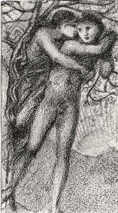 Phyllis and Demophoon, ca 1868 (rosa krita) (s/v foto) (se 100724) av Edward Coley Burne Jones