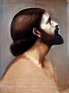 Porträtthuvud av kung Cophetua, ca 1883-84 (olja på ogrundad duk) av Edward Coley Burne Jones