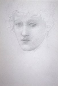 Studie av Head of a Girl - Bessie Keane, c.1896 (penna på papper) av Edward Coley Burne Jones