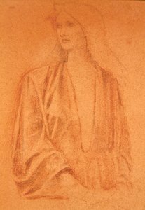 Studie av en flicka (penna på papper) av Edward Coley Burne Jones