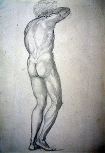 Studie av en stående naken, ca 1873 (penna på papper) av Edward Coley Burne Jones