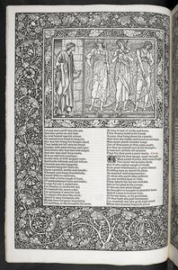 "The Works of Geoffrey Chaucer nu nytryckt med bilder designade av Sir Edward Burne-Jones" av Edward Coley Burne Jones