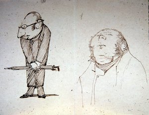 Två beskyddare (penna på papper) av Edward Coley Burne Jones