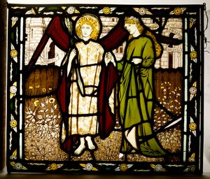 Amor und Alkestis, Morris & Co. Panel aus der "Legende der guten Frauen" von Geoffrey Chaucer, 1864