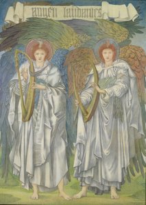 Angeli Laudantes, c.1887 (design för ett fönster i Salisbury Cathedral, även för gobelänger) (färgade kritor på papper) av Edward Burne Jones