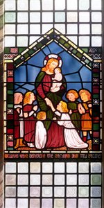 Detalj av Kristus som välsignar barnen, 1861 målat glasdetalj av 150156 av Edward Burne Jones