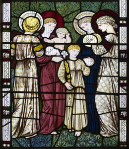 Mödrar och barn, 1865 (målat glas) av Edward Burne Jones