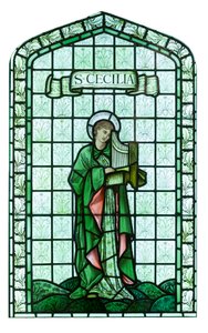 St Cecilia, ca 1897, Edward Burne Jones (färgat, målat och blyinfattat glas) av Edward Coley Burne Jones