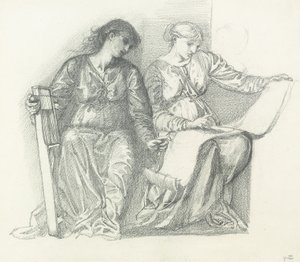 Studie för "Musik", c.1865 av Edward Burne Jones