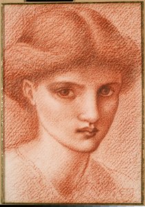Studie av ett flickhuvud av Edward Burne Jones