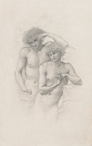 Studie av två manliga nakenbilder för "Arthur in Avalon", ca. 1885