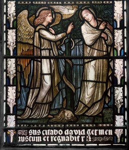 Bebådelsen, 1876 (målat glas) av Edward Burne Jones