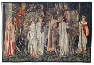 The Arming and Departure of the Knights, gobeläng designad av konstnären och vävd av Morris & Co., 1895-96 av Edward Burne Jones