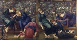 The Garden Court, från Briar Rose Series, c.1894 (olja på duk) av Edward Burne Jones