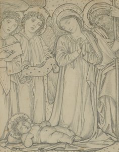 Den heliga familjen, ca 1874 (krita på papper) av Edward Burne Jones
