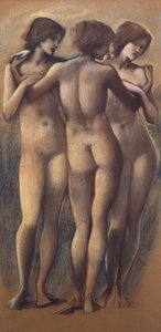 The Three Graces, c.1885 (krita på papper) av Edward Burne Jones