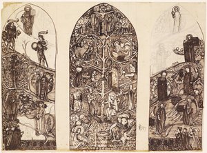 The Tree of Jesse, design för målat glas i Waltham Abbey, producerat av Powell & Co., 1860 av Edward Burne Jones