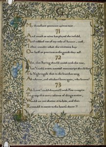 (Hel folio) Rubaiyat av Omar Khayyam, verserna 71 - 73. C av Edward Coley and Morris William Burne Jones