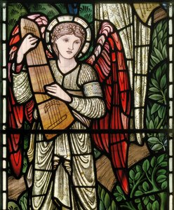Wilden, All Saints, Morris & Co., Edward Burne-Jones, John Henry Dearle (1859-1932), Angels Of Paradise, Angel Musicians, detalj, 1902-1914, Louisa, Alfred, The Baldwins, Premiärminister, Methodist, Wo
