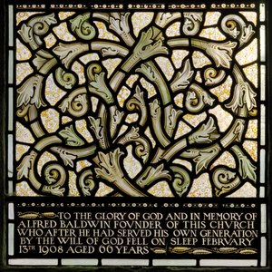 Wilden, All Saints, Morris & Co., Edward Burne-Jones, John Henry Dearle (1859-1932), Dedikation till Alfred Baldwin från The Joshua window, 1902-1914, Louisa, The Baldwins, premiärminister, metodist, Wo av Edward Coley and Dearle Burne Jones