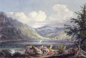 Haweswater, Westmoreland, ca 1795 (wc över grafit på vävt papper) av Edward Dayes